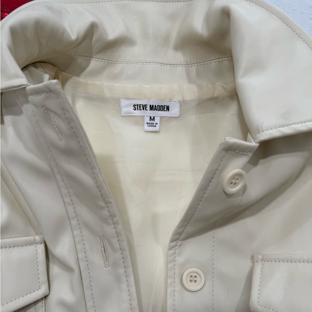 Steve Madden Faux Leather jacket medium Cream - Picture 9 of 9